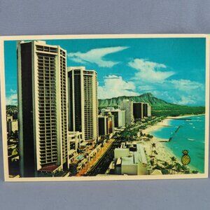 Vintage Postcard - Hyatt Regency Waikiki Beach - Pineapple Prints